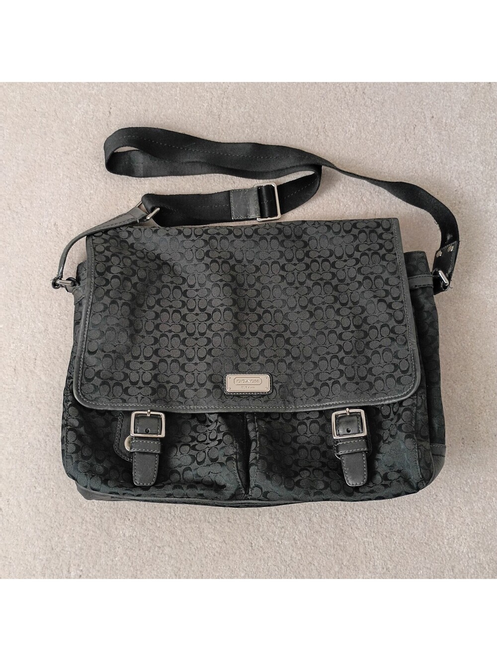 Vintage Coach 70293 Signature Messenger Bag Crossbody Jacquard Canvas Laptop